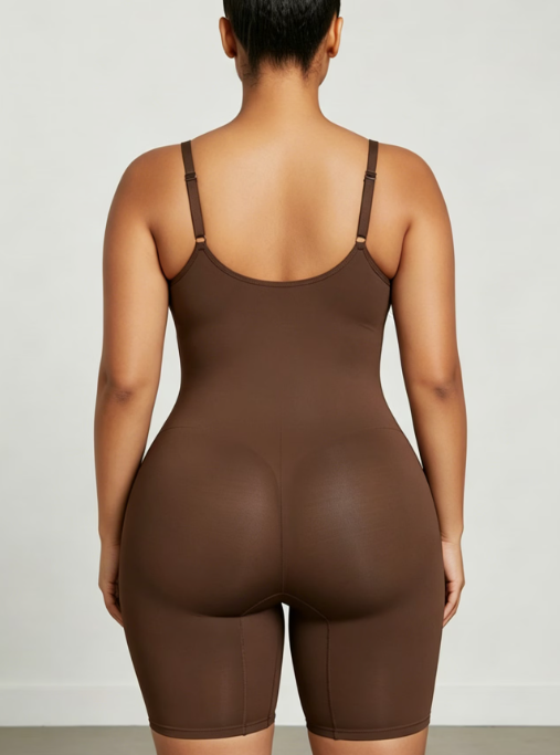Adjustable Strap Zipper Shapewear Bodysuit