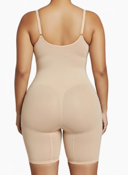 Adjustable Strap Zipper Shapewear Bodysuit