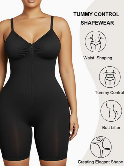 Adjustable Strap Zipper Shapewear Bodysuit