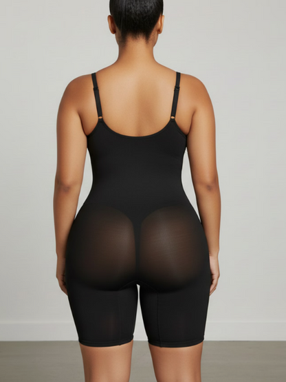 Adjustable Strap Zipper Shapewear Bodysuit