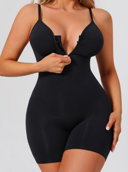 Adjustable Strap Zipper Shapewear Bodysuit